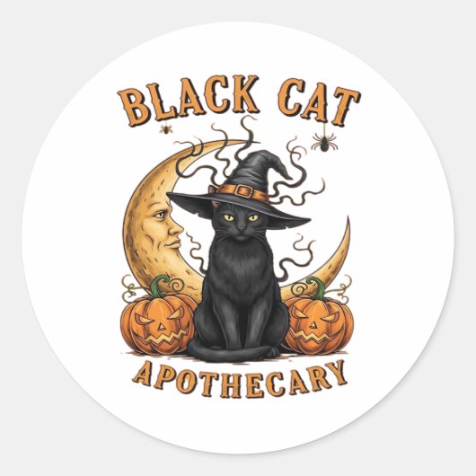 黒猫の薬局 – ハロウィーン魔性ムーン&プム ラウンドシール (正面)
