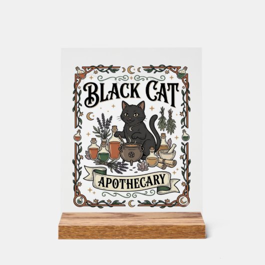黒猫の薬局 猫 魔女 ミスティック アポセカリー アクリルサイン (正面)
