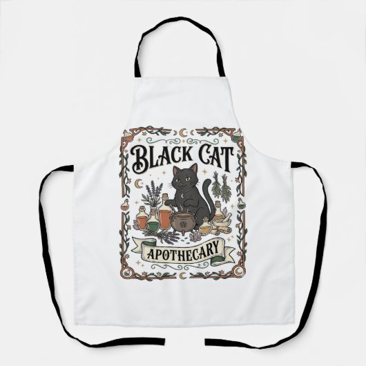 黒猫の薬局 猫 魔女 ミスティック アポセカリー エプロン (正面)