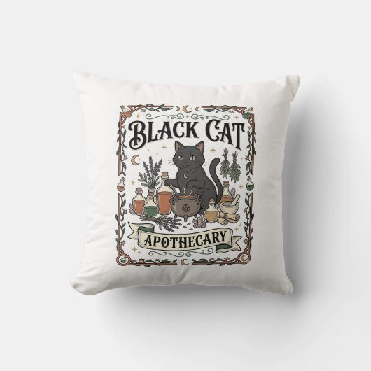 黒猫の薬局 猫 魔女 ミスティック アポセカリー クッション (正面)