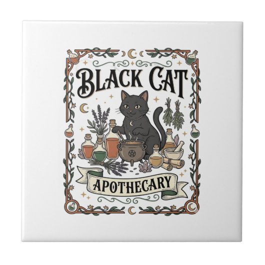 黒猫の薬局 猫 魔女 ミスティック アポセカリー タイル (正面)