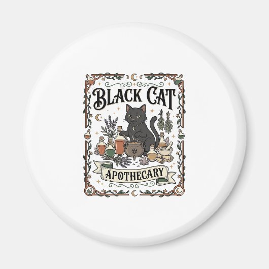 黒猫の薬局 猫 魔女 ミスティック アポセカリー マグネット (正面)
