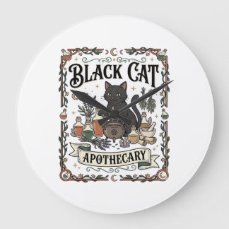 黒猫の薬局 猫 魔女 ミスティック アポセカリー ラージ壁時計