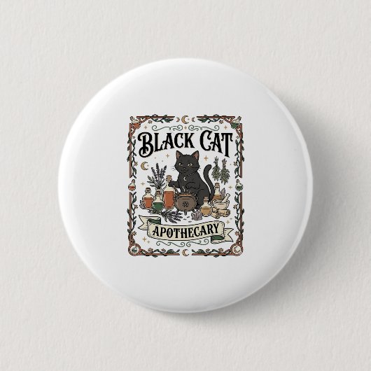 黒猫の薬局 猫 魔女 ミスティック アポセカリー 缶バッジ (正面)