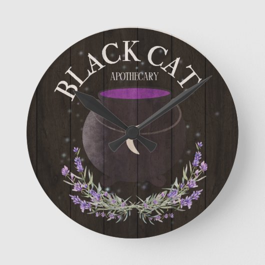 黒猫の薬屋 ラウンド壁時計 (正面)