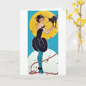 黒猫の衣装を着た少女 カード (黄色い花)