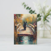 黒猫の袖に描かれる印象派の油絵 ポストカード (スタンド正面)