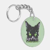 黒猫の視線 キーホルダー (正面左)