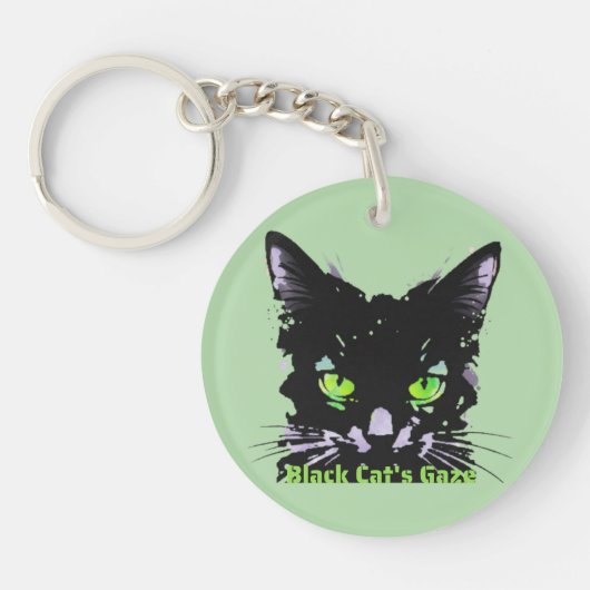 黒猫の視線 キーホルダー (正面)