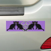 黒猫の親友セットとのWiccaの魔法の五芒星 バンパーステッカー (車上)