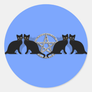 黒猫の親友セットとのWiccaの魔法の五芒星 ラウンドシール