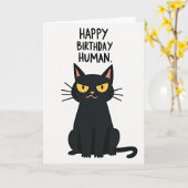 黒猫の誕生日カード カード (黄色い花)