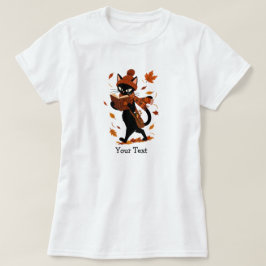 黒猫の読書の本のあったかい秋のギフト Tシャツ