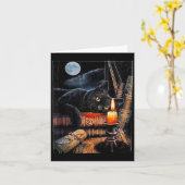 黒猫の読書 ウィッチクラフトの儀式 カード (黄色い花)