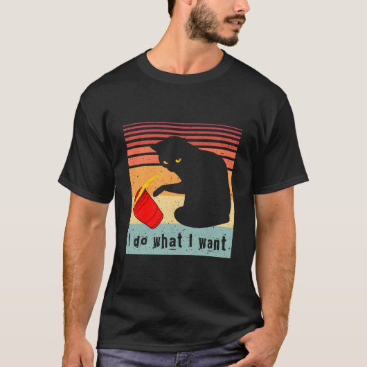 黒猫の赤いカップ 私の猫が欲しい Tシャツ (正面)