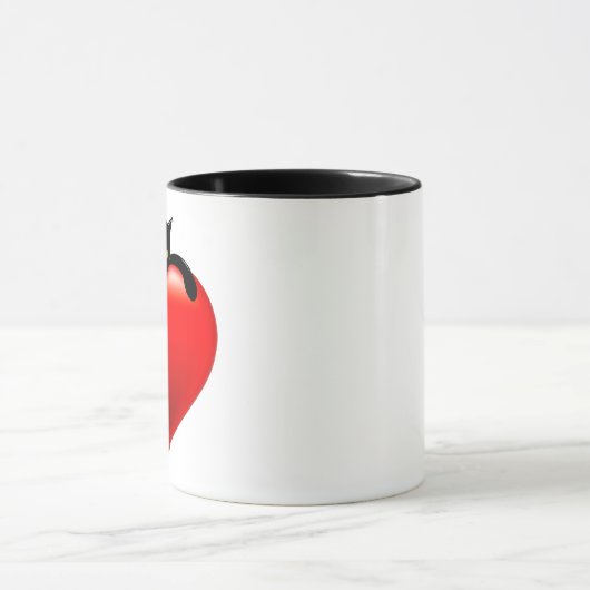 黒猫の赤いハートのバレンタインのジプシーの占いカード マグカップ (中央)