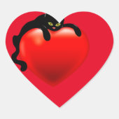 黒猫の赤いハート封筒 ハートシール (正面)