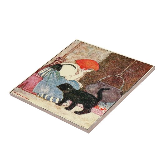 黒猫の赤い髪の少女 タイル (側面)