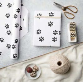 黒猫の足のシンプル ラッピングペーパー