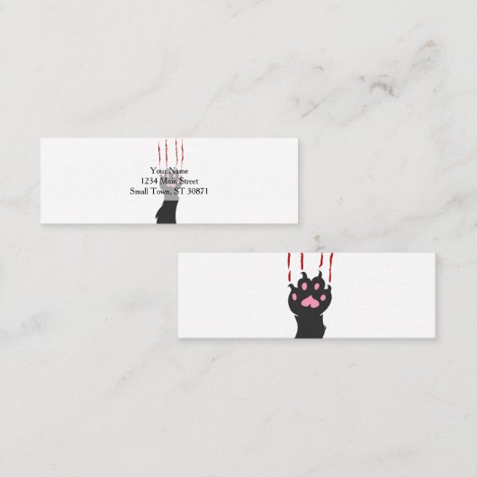 黒猫の足の印刷-背景色を選択 スキニー名刺 (正面/裏面)