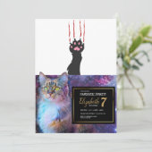 黒猫の足跡 - 背景色を選択してください 招待状 (スタンド正面)