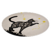黒猫の遊び心あふれる星のイラスト カッティングボード (角)