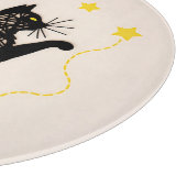 黒猫の遊び心あふれる星のイラスト カッティングボード (角)