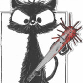 黒猫の野球ホラー ハロウィン シール (正面)