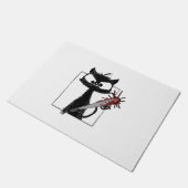 黒猫の野球ホラー ハロウィン ドアマット (アングル)