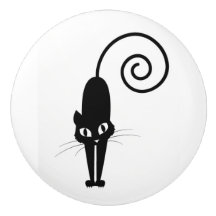 黒猫の陶磁器の引出しのノブ