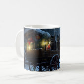 黒猫の雪のそり遊び クリスマス装飾 コーヒーマグカップ (正面左)