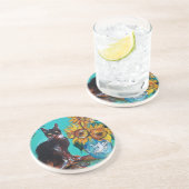 黒猫の青いターコイズ コースター (側面)