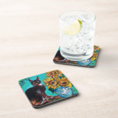 黒猫の青いターコイズ コースター (右側)