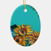 黒猫の青いターコイズ セラミックオーナメント (裏面)