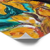 黒猫の青いターコイズ ポスター (角)