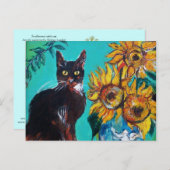 黒猫の青いターコイズ ポストカード (正面/裏面)