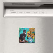 黒猫の青いターコイズ マグネット (インサイチュ (食洗機))