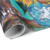 黒猫の青いターコイズ ラッピングペーパー (ロールコーナー)