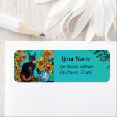 黒猫の青いターコイズ ラベル (インサイチュ)