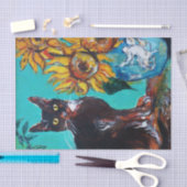 黒猫の青いターコイズ 薄葉紙 (クラフト)