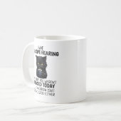 黒猫の面白いモダンなオフィスユーモアデザイン コーヒーマグカップ (正面左)