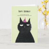 黒猫の面白い誕生日カード カード (黄色い花)