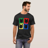 黒猫の頭のシルエット 原色 タビー Tシャツ (正面フル)