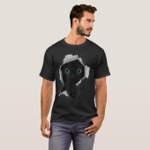 黒猫の顔が覗くデザイン Tシャツ (正面フル)