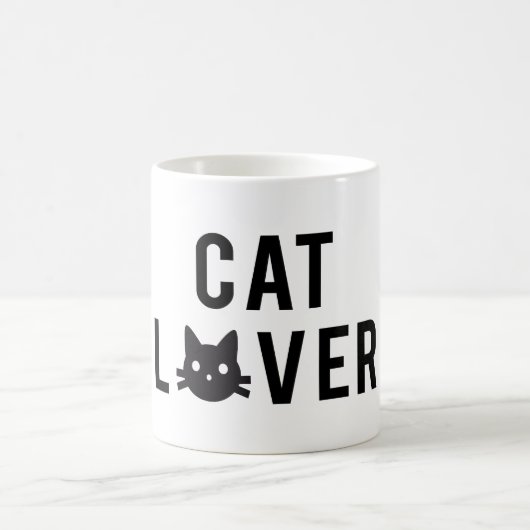 黒猫の顔と文字デザインな猫好き コーヒーマグカップ (中央)