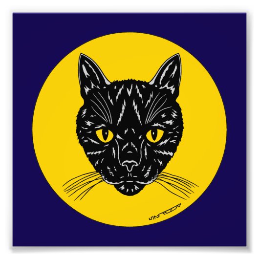 黒猫の顔の写真プリント フォトプリント            (正面)