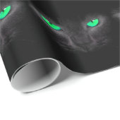 黒猫の顔の緑の瞳のハロウィンのギフトの紙 ラッピングペーパー (ロールコーナー)