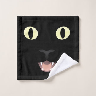 黒猫の顔のWashcloth ウォッシュタオル