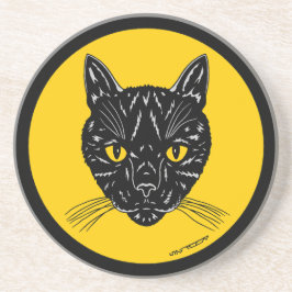 黒猫の顔 コースター