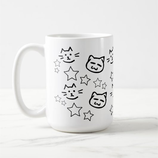 黒猫の顔 コーヒーマグカップ (左)